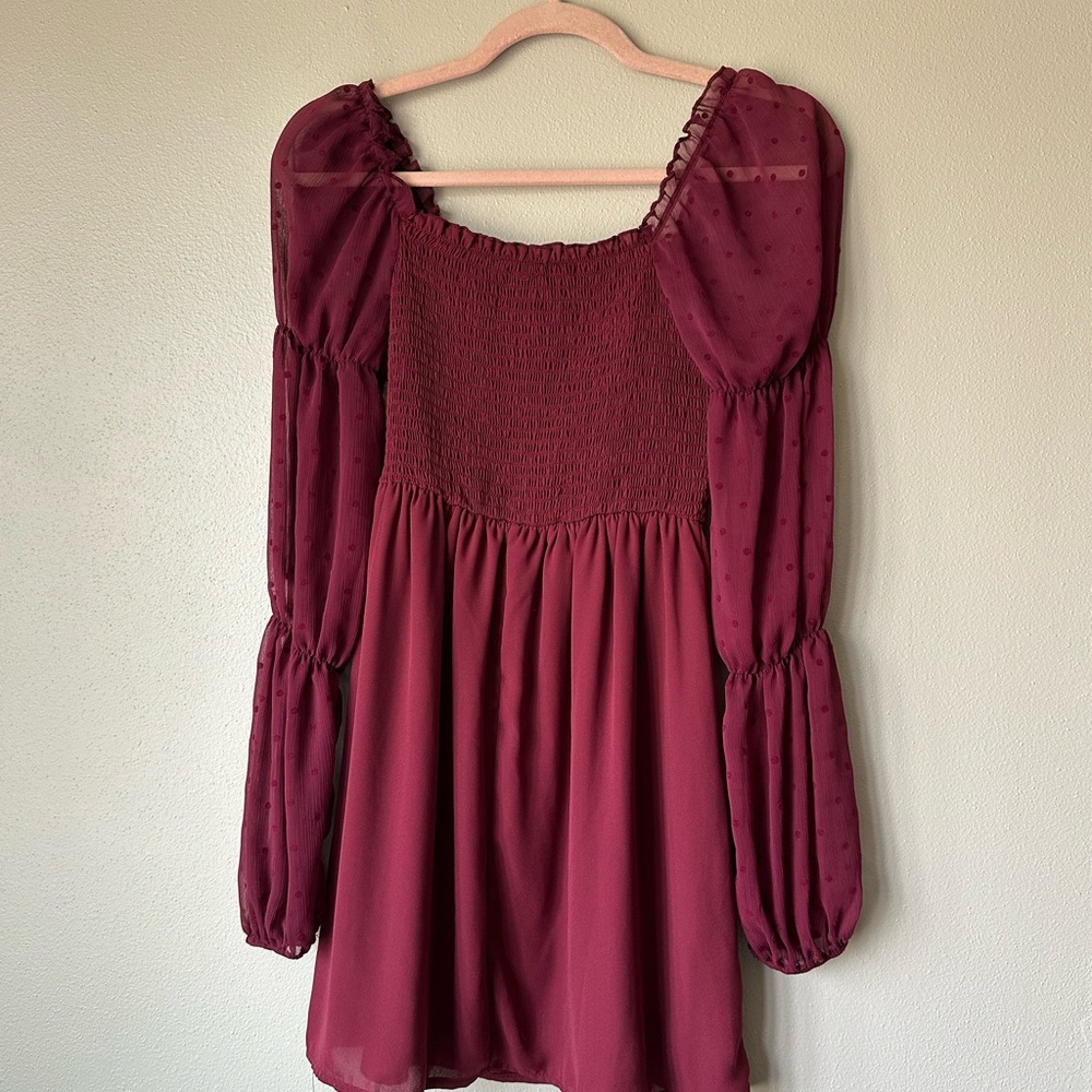 Burgundy Long Sleeve Dress